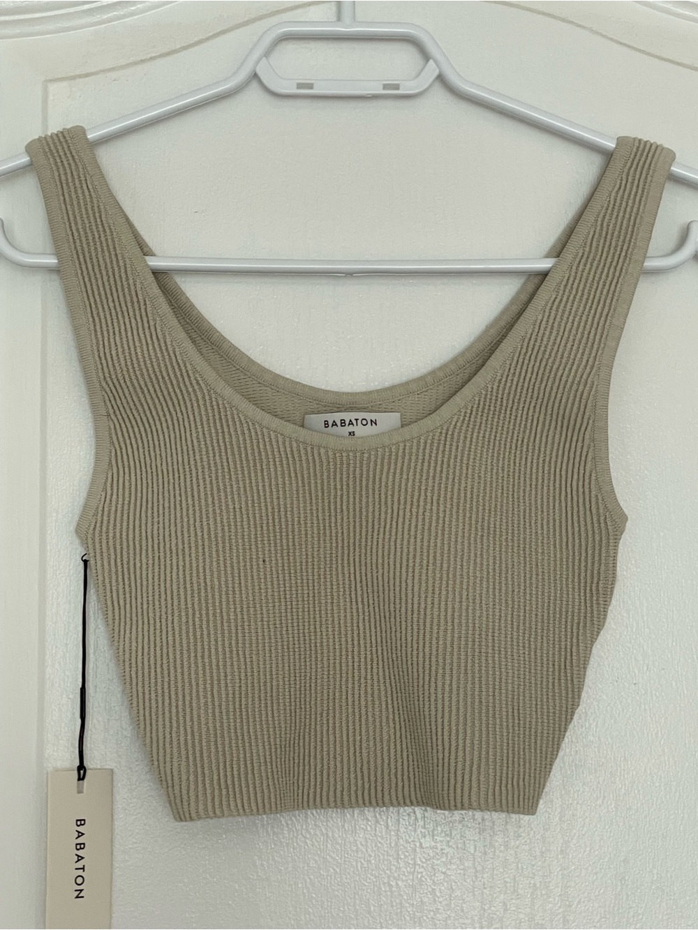 Babaton Olive Ribbed Crop Tank